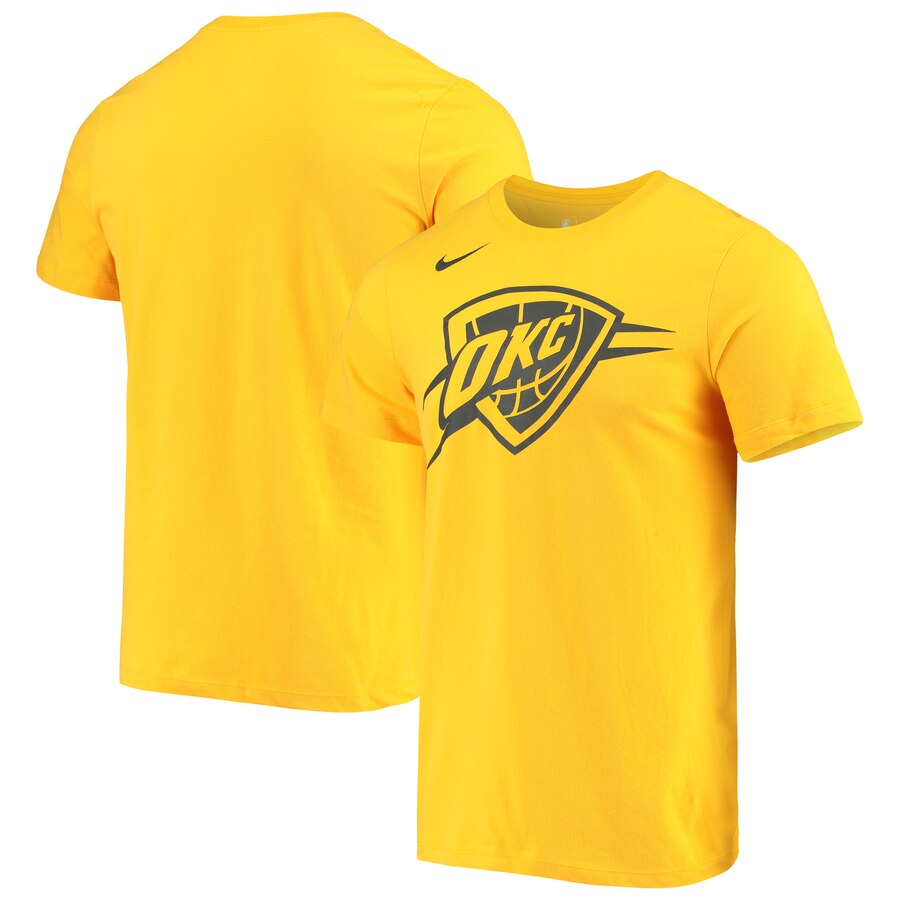 Men 2020 NBA Nike Oklahoma City Thunder Gold City Edition Logo DFCT Performance TShirt